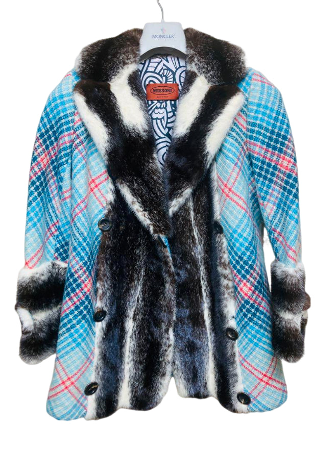 ミッソーニ ツイード ミンク コート