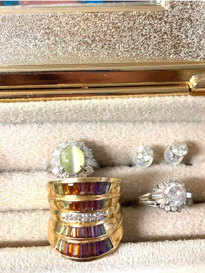 マルチカラー トルマリン ダイヤ リング k14 イエローゴールド