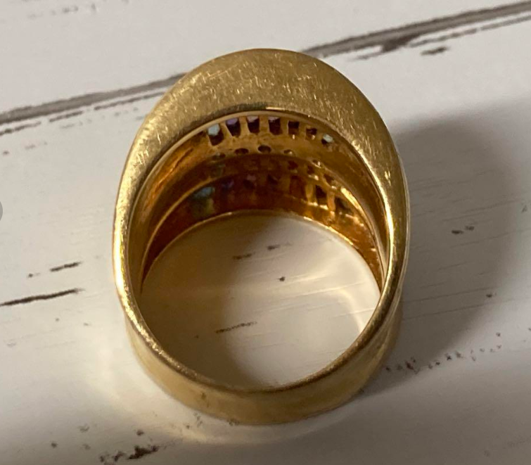 マルチカラー トルマリン ダイヤ リング k14 イエローゴールド