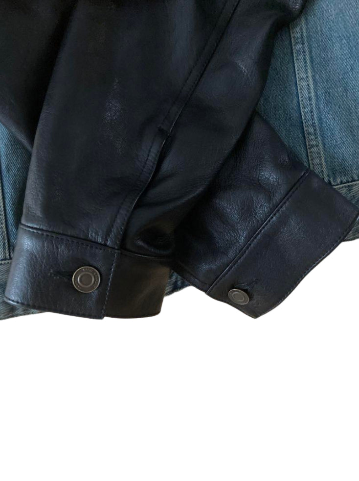 サンローラン エディ期 デニム 切り替え レザー ジャケット