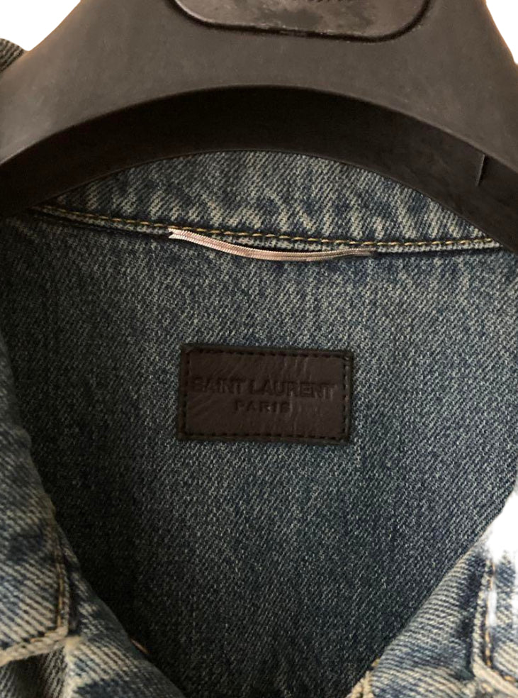 サンローラン エディ期 デニム 切り替え レザー ジャケット