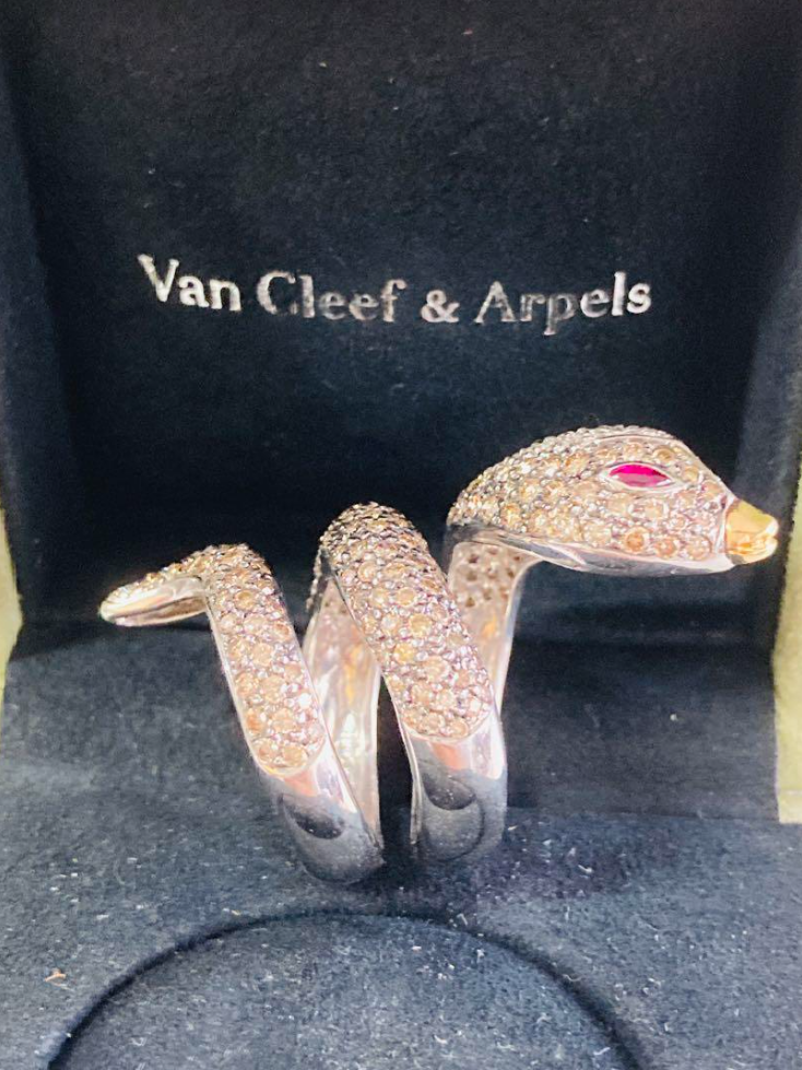 スネーク リング ダイヤ 3.36ct ルビー 0.15ct k18