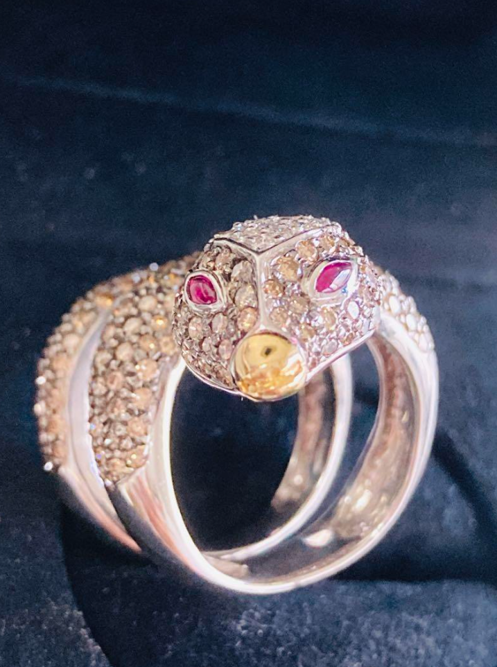 スネーク リング ダイヤ 3.36ct ルビー 0.15ct k18