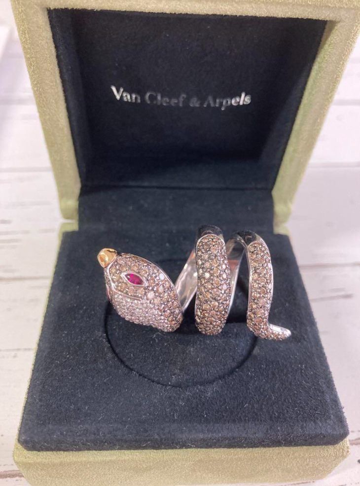 スネーク リング ダイヤ 3.36ct ルビー 0.15ct k18