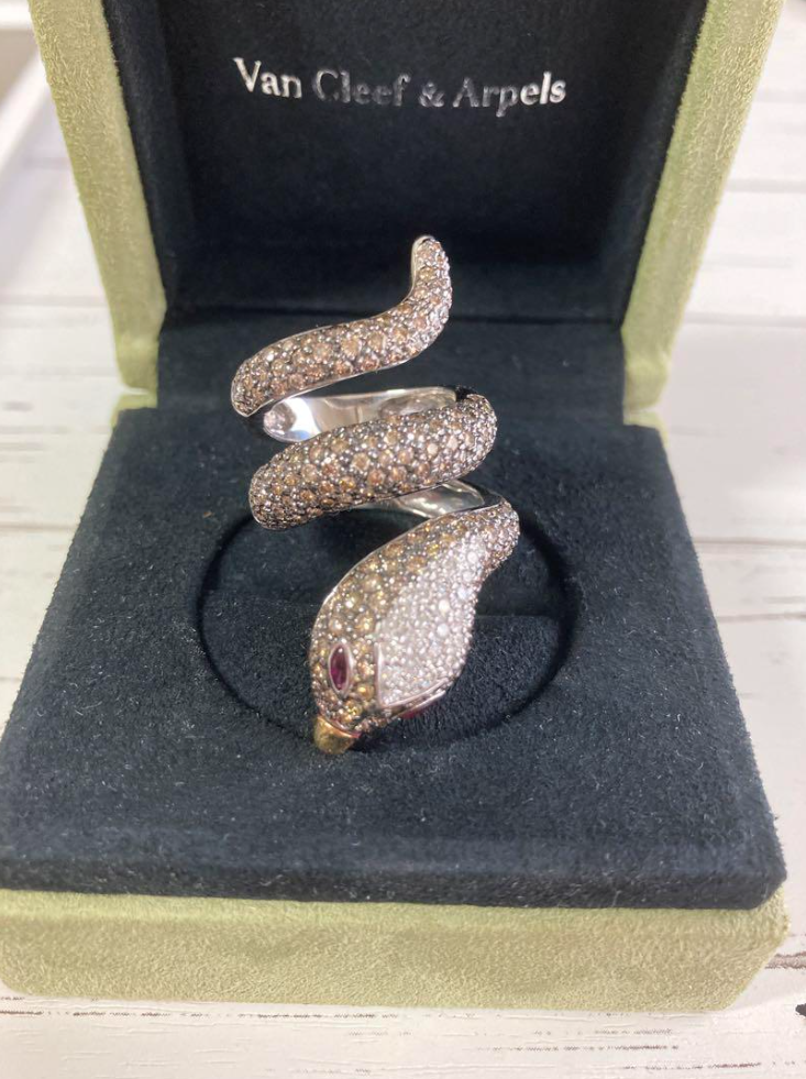 スネーク リング ダイヤ 3.36ct ルビー 0.15ct k18