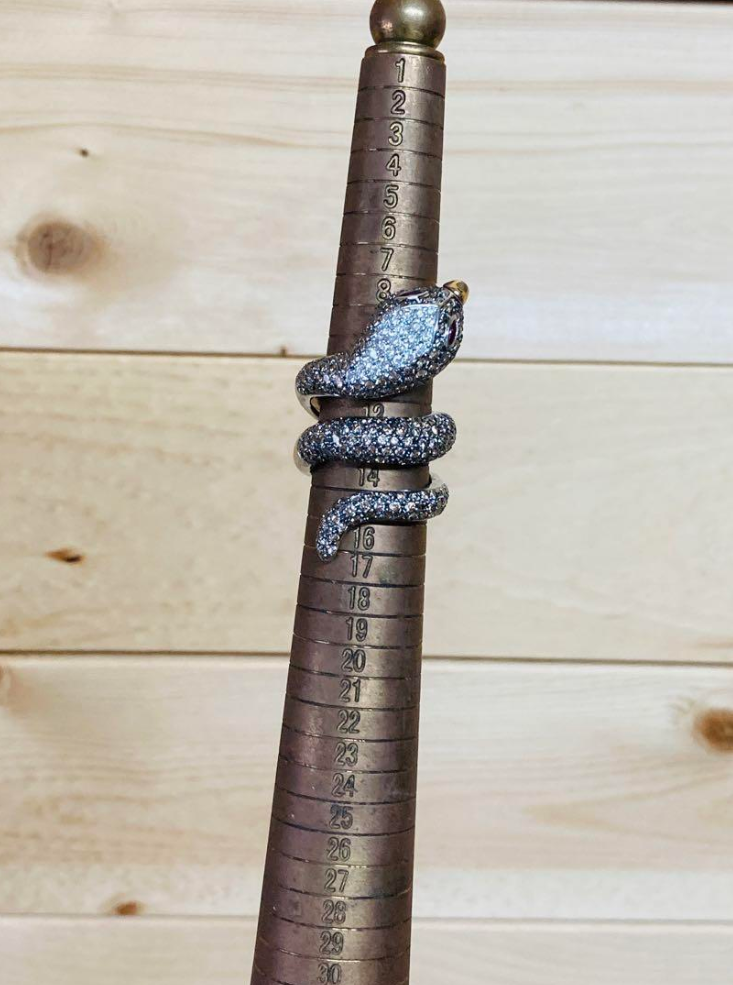 スネーク リング ダイヤ 3.36ct ルビー 0.15ct k18