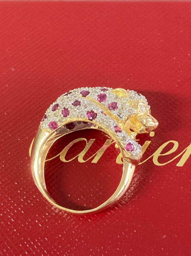 パンサー リング k18 イエローゴールド ダイヤ ルビー