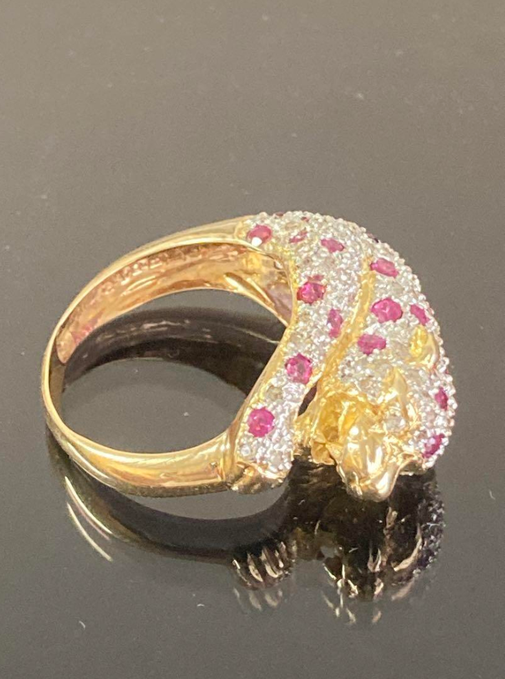 パンサー リング k18 イエローゴールド ダイヤ ルビー
