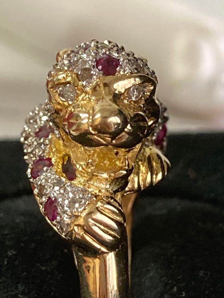 パンサー リング k18 イエローゴールド ダイヤ ルビー