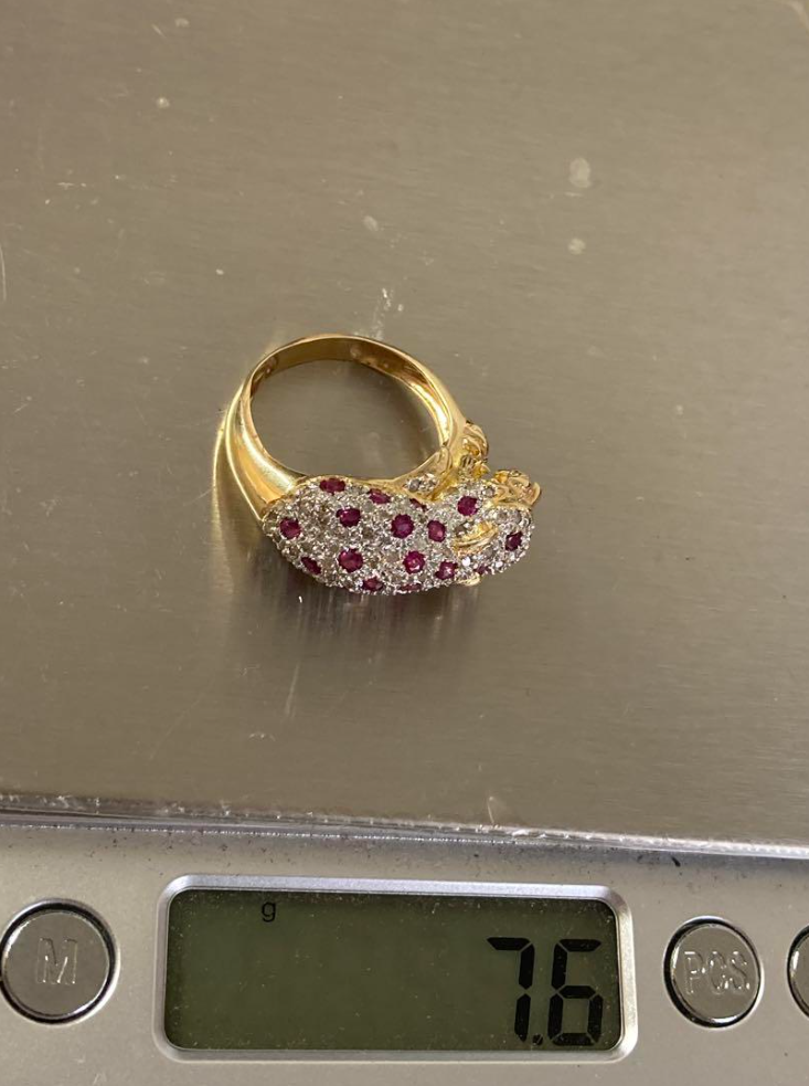 パンサー リング k18 イエローゴールド ダイヤ ルビー