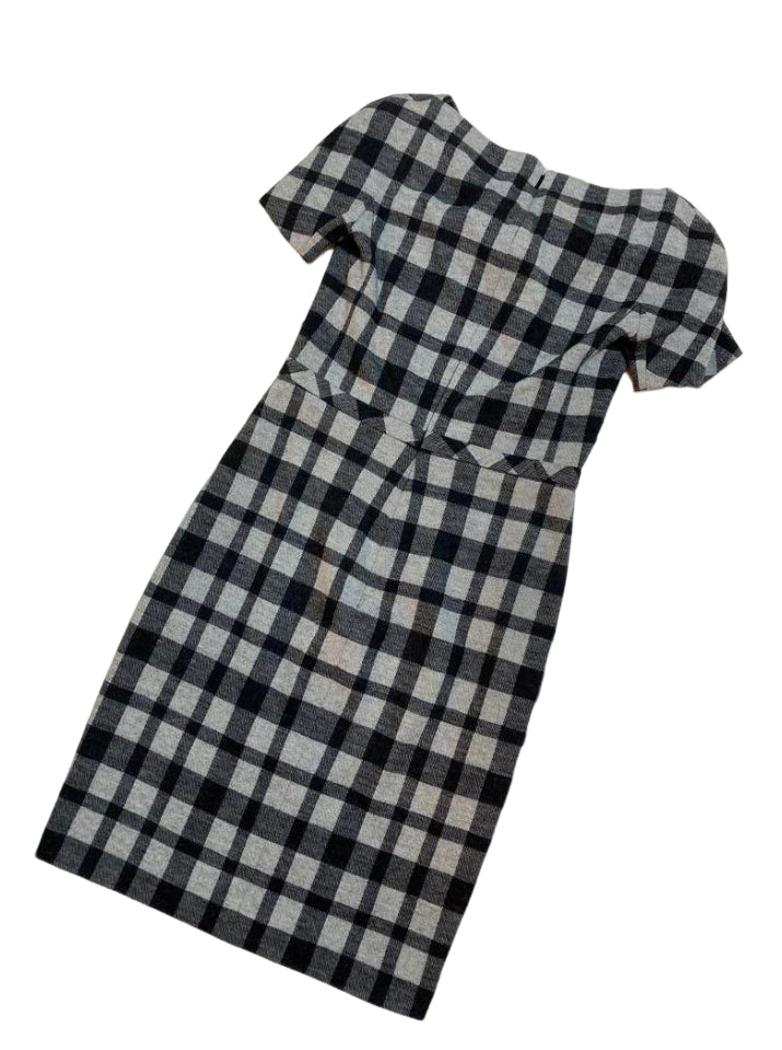 グッチ チェック柄 半袖 ワンピース ブローチ付き