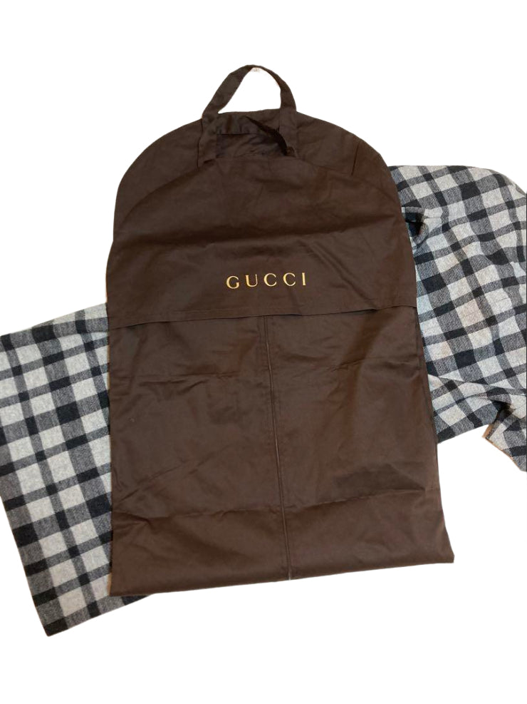 グッチ チェック柄 半袖 ワンピース ブローチ付き