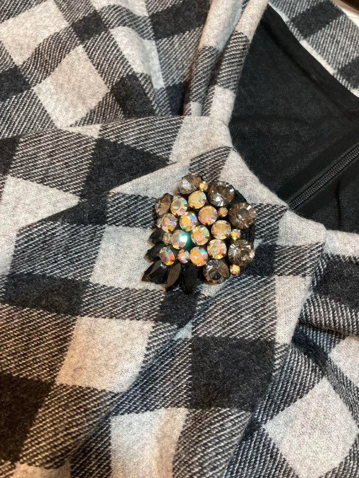 グッチ チェック柄 半袖 ワンピース ブローチ付き