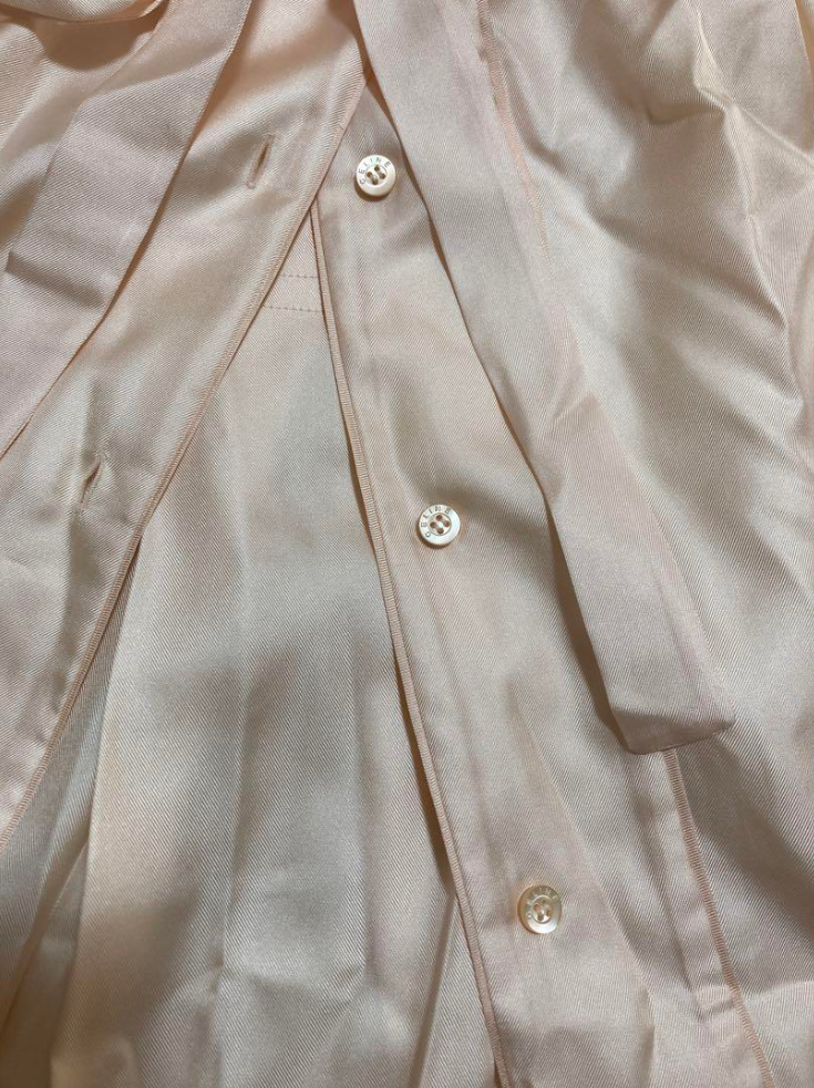 セリーヌ サテンシルク 長袖ワンピース シェルボタン