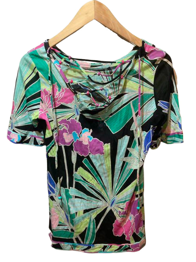 レオナール 花柄 ビーズ トップス