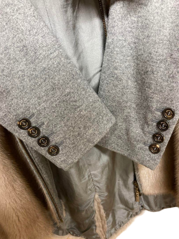 ブルネロクチネリ フーテッド コート ミンク カシミヤ レザー