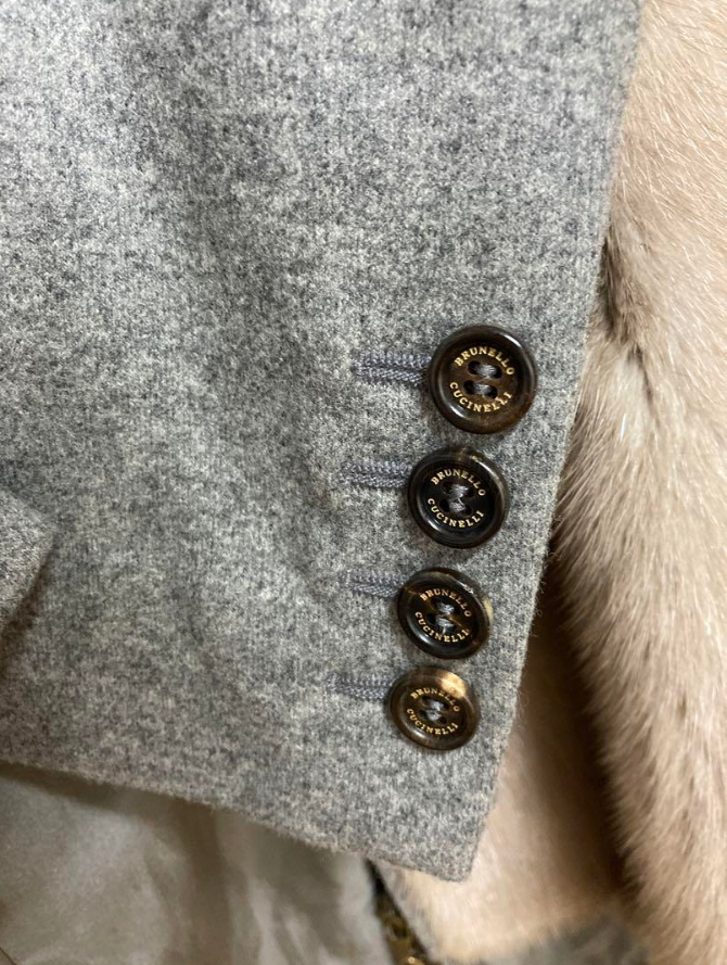 ブルネロクチネリ フーテッド コート ミンク カシミヤ レザー