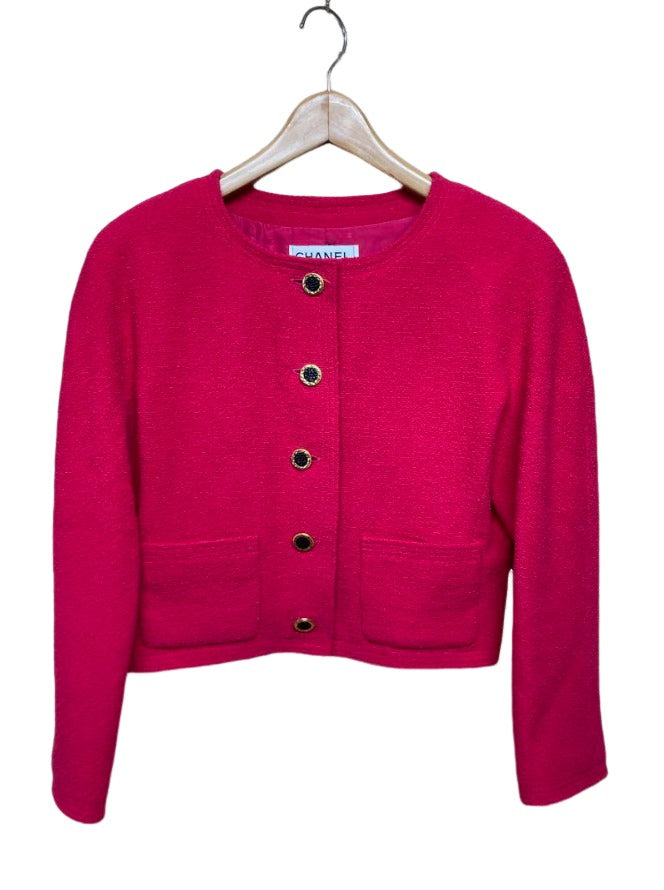 シャネル ヴィンテージ ツイード ジャケット キャビアボタン