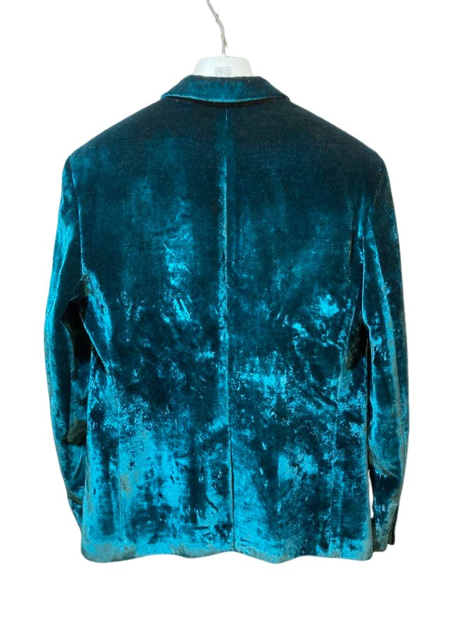 サンローラン ベルベット ジャケット ブルー メンズ