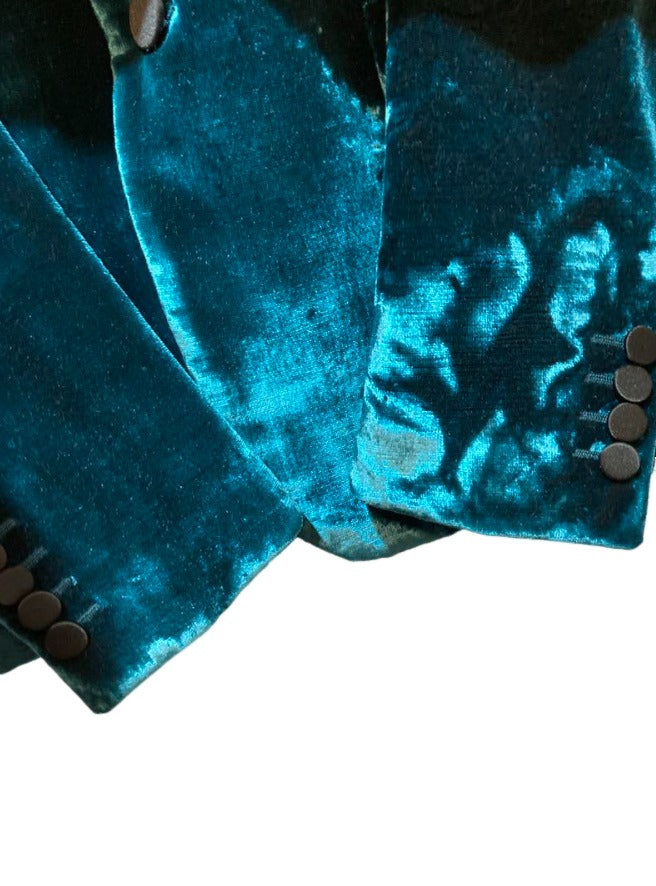 サンローラン ベルベット ジャケット ブルー メンズ