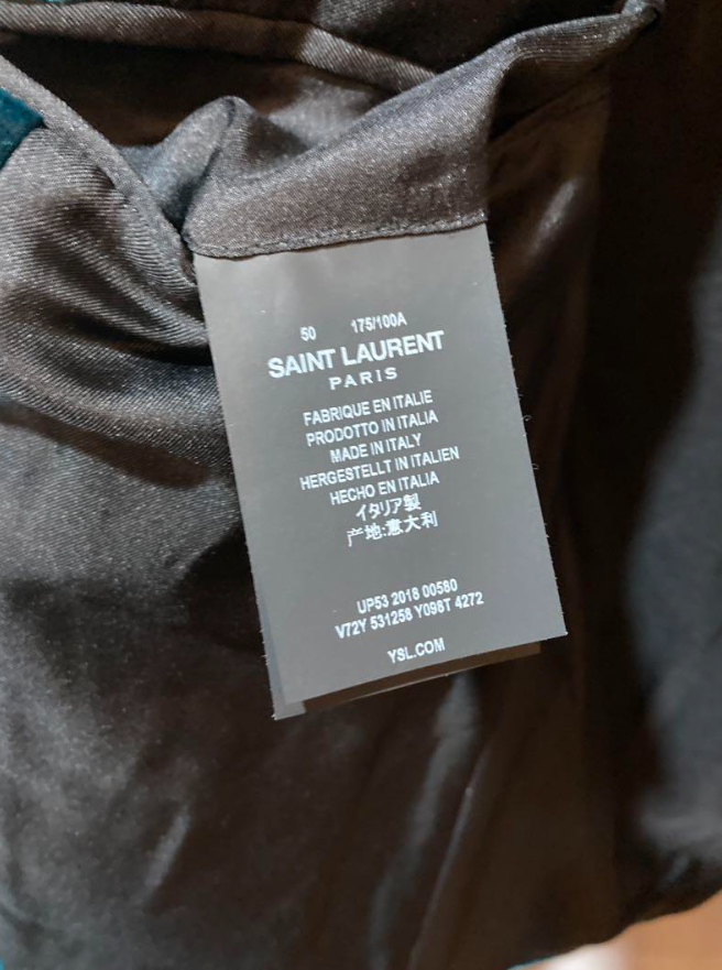 サンローラン ベルベット ジャケット ブルー メンズ