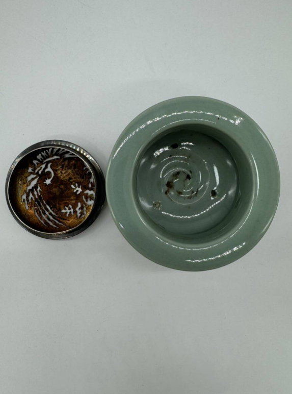 加藤渓山 青磁 三足香炉 銀火屋