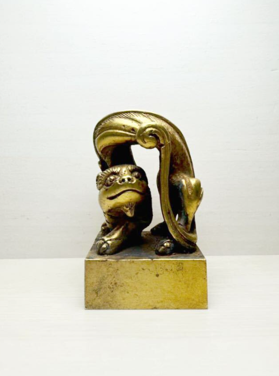 中国 獅子 金印 金属製