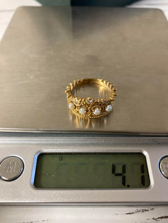 K18 パール ダイヤ リング ティアラ モチーフ