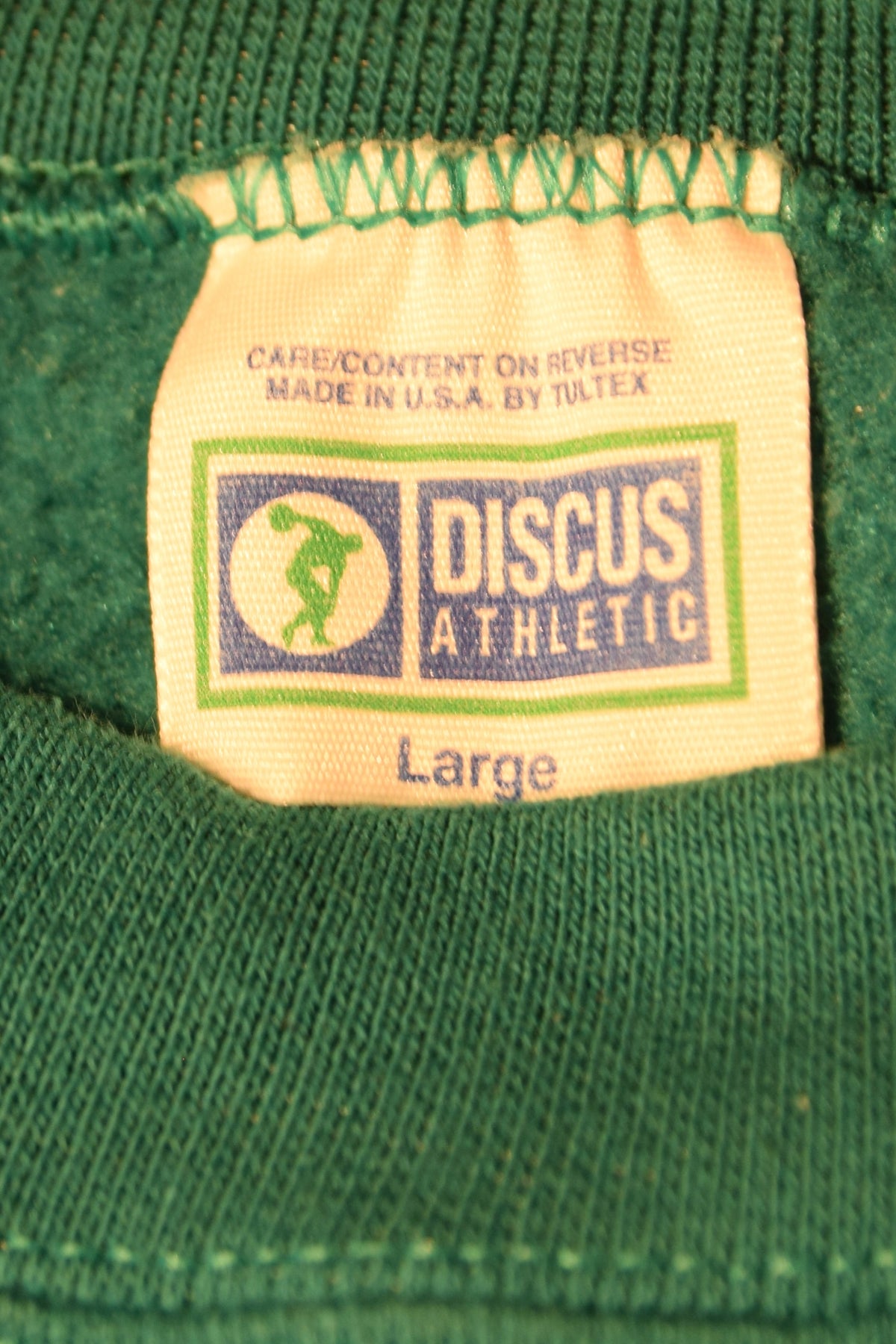 メンズヴィンテージ スウェット 【DISCUS ATLETIC】 90’s ALASKA ワンポイント グリーン