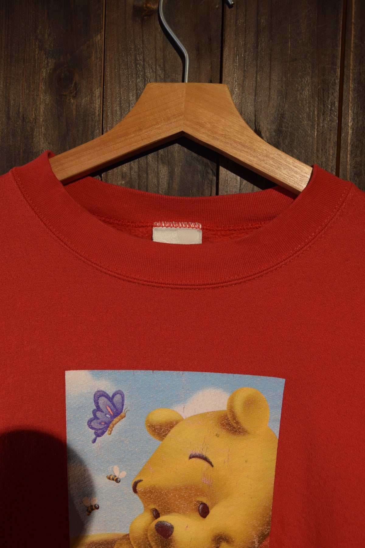 メンズヴィンテージ スウェット 【Disney】 POOH フロントプリント レッド