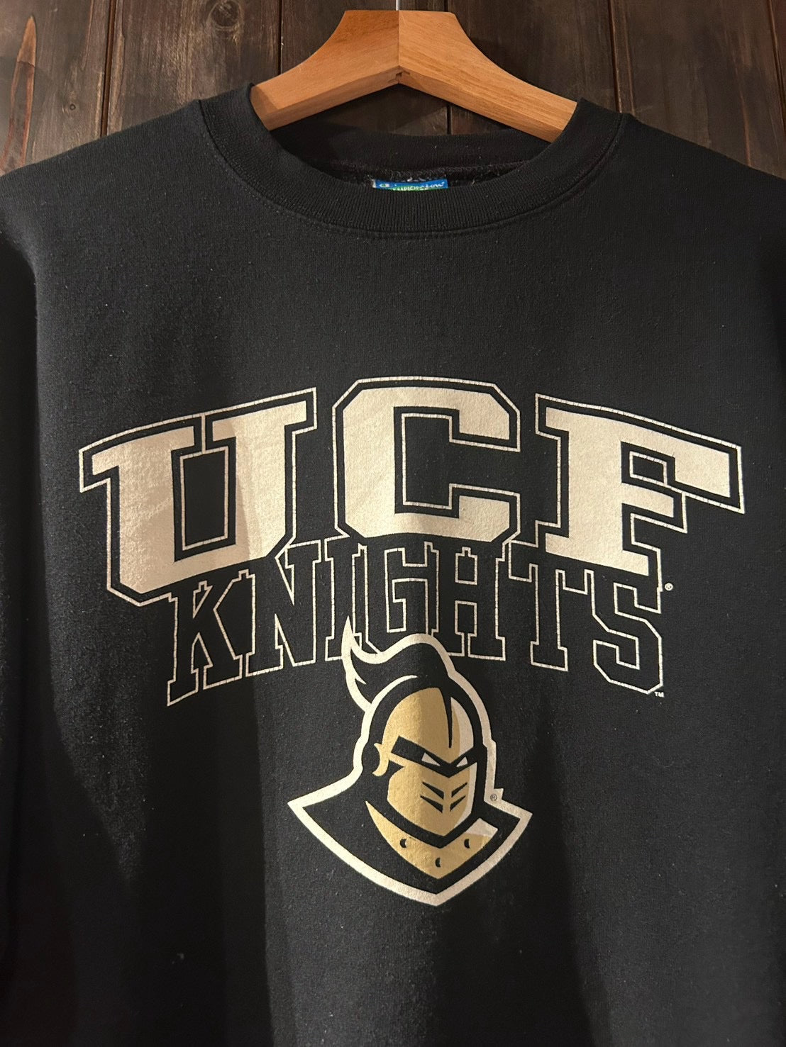 メンズヴィンテージ スウェット【Champion ECO FLEECE】 UCF カレッジロゴ ブラック