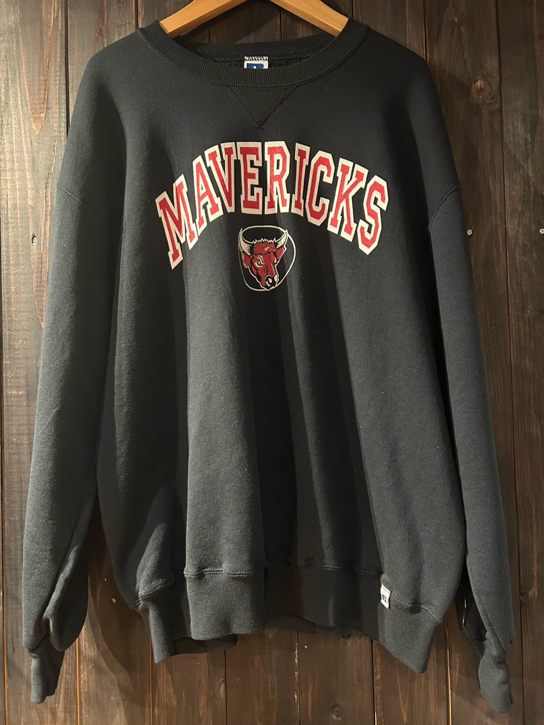 メンズヴィンテージ スウェット 【RUSSELL ATHLETIC】 MAVERICKS フロントデザイン ブラック
