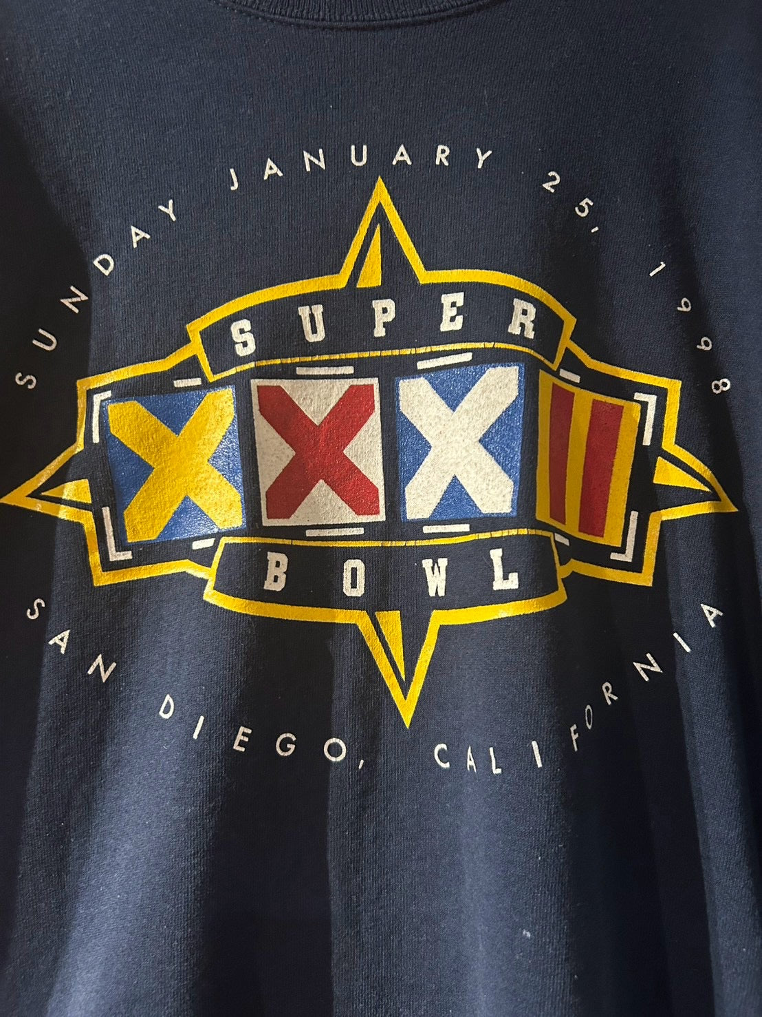 メンズヴィンテージ スウェット 【JERZEES】NFL SUPER BOWL フロントロゴ ネイビー