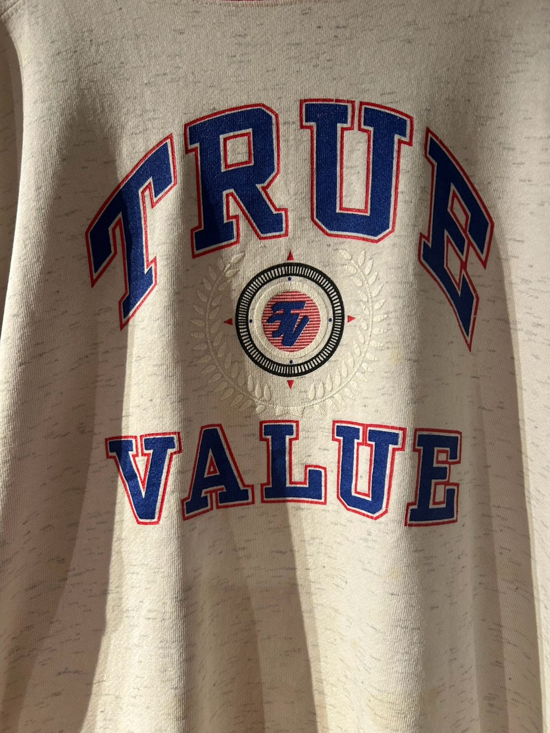 メンズヴィンテージ スウェット TRUE VALUE フロントロゴ ホワイト