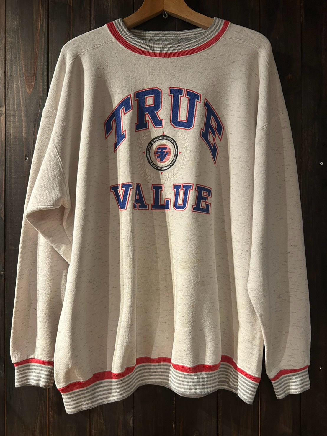 メンズヴィンテージ スウェット TRUE VALUE フロントロゴ ホワイト