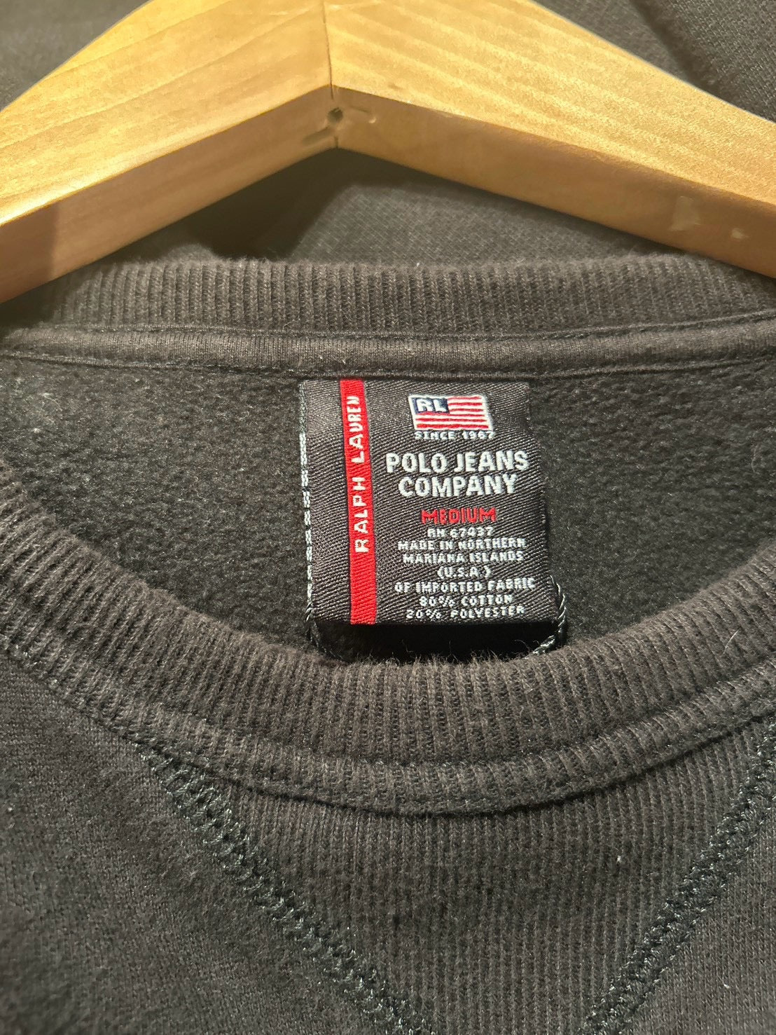 メンズヴィンテージ スウェット 【POLO JEANS】 アーチロゴ ブラック