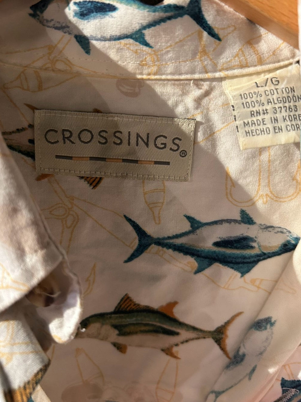 メンズヴィンテージ アロハシャツ 【CROSSING】フィッシュ ベージュ
