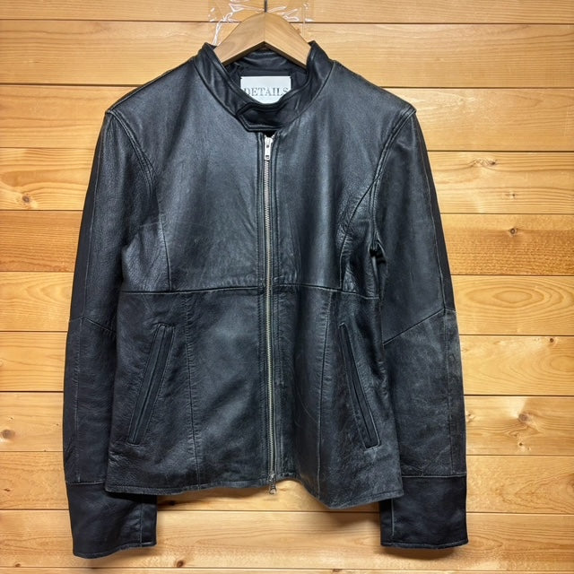 【DETAILS】 レザー シングルライダースジャケット ブラック