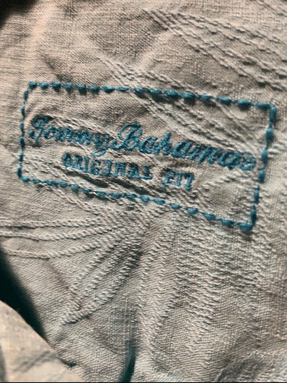 メンズヴィンテージ アロハシャツ 【Tommy bahama】リーフ ブルー