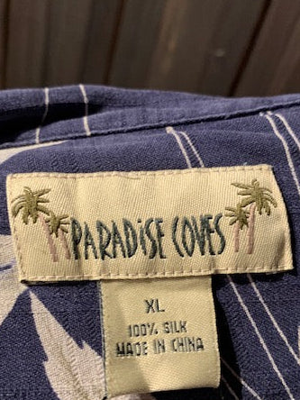 メンズヴィンテージ アロハシャツ 【PARADICE COVES】リーフ ネイビー