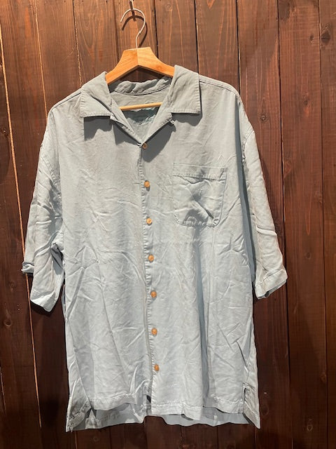 メンズヴィンテージ アロハシャツ 【Tommy Bahama】無地 ブルー