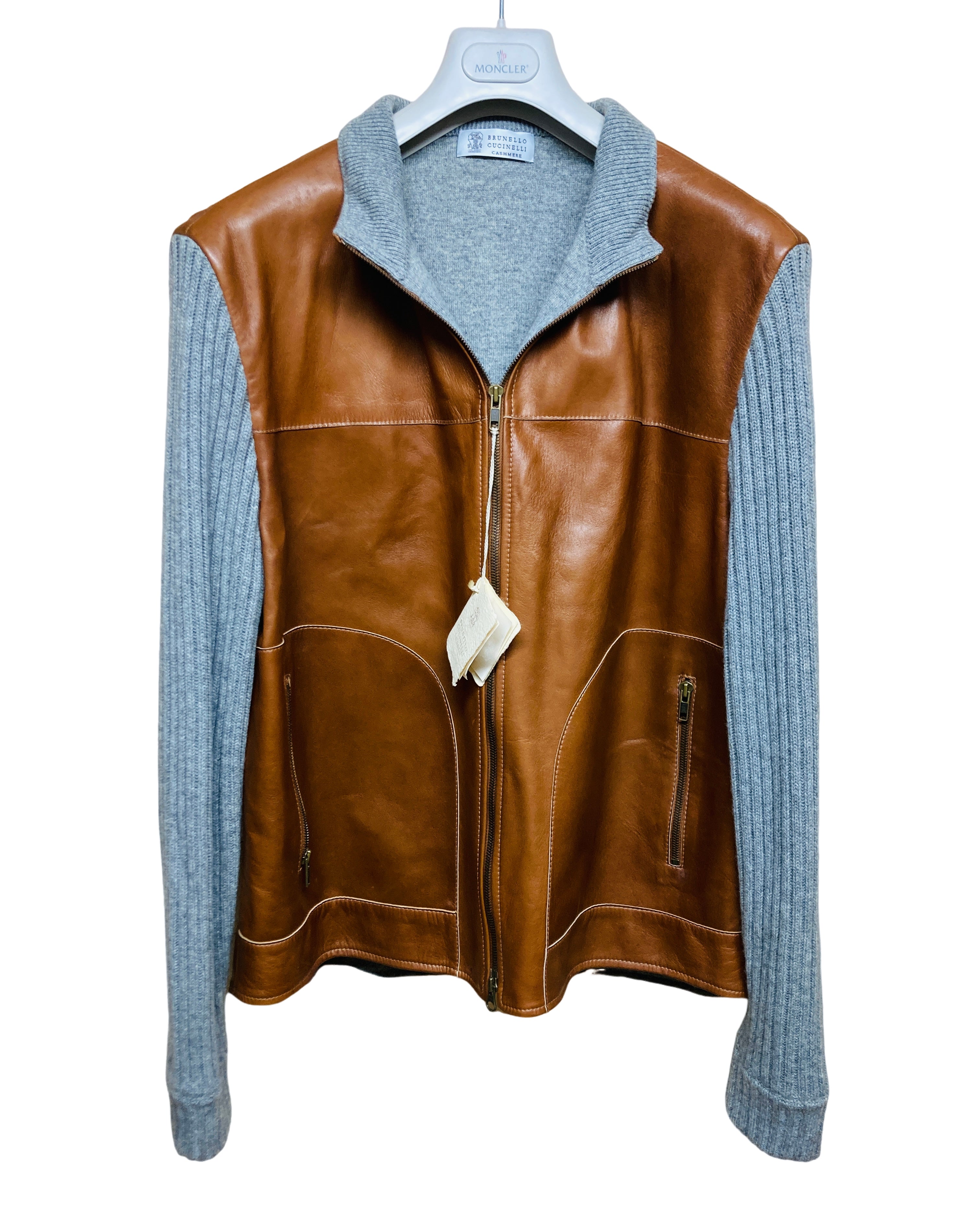 ブルネロクチネリ カシミヤ レザーニット ジャケット