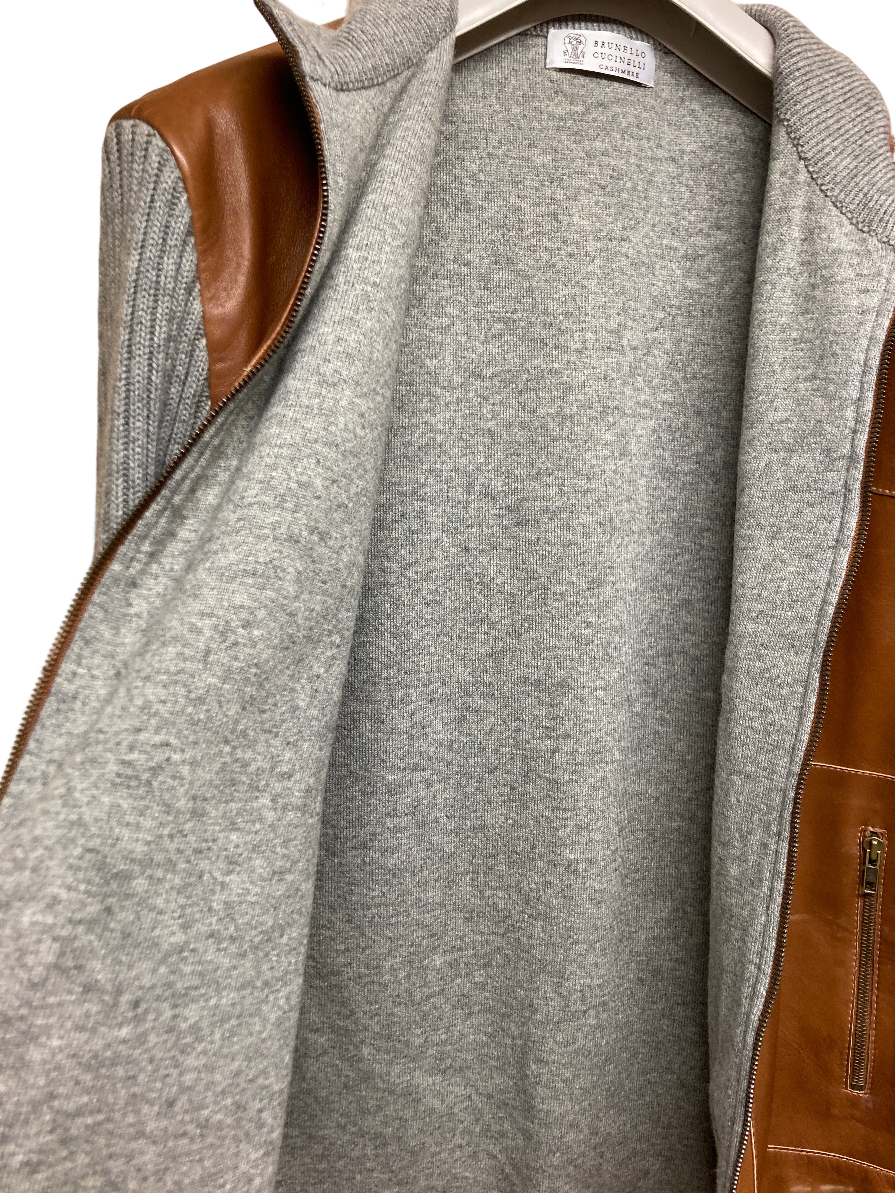 ブルネロクチネリ カシミヤ レザーニット ジャケット