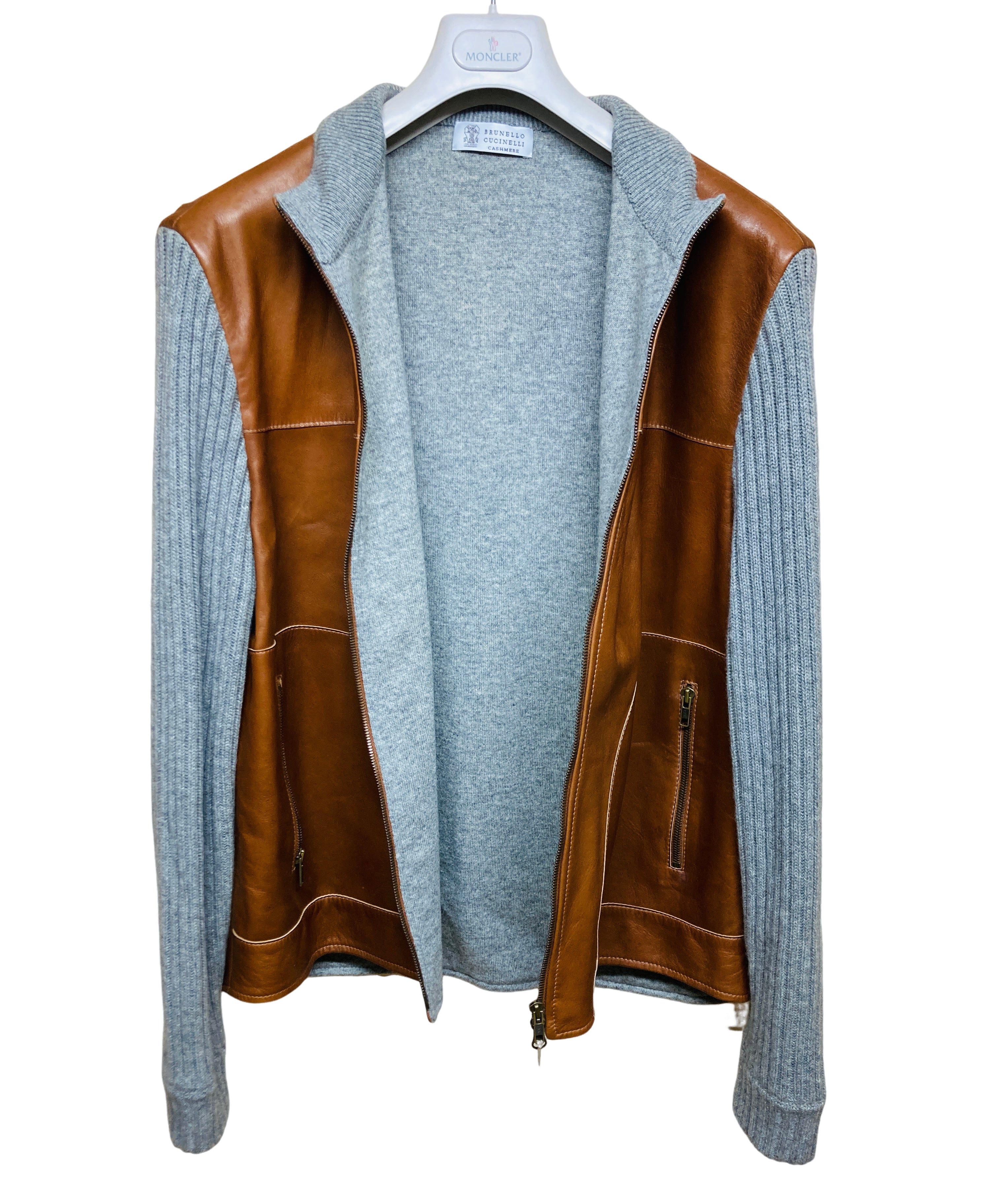 ブルネロクチネリ カシミヤ レザーニット ジャケット