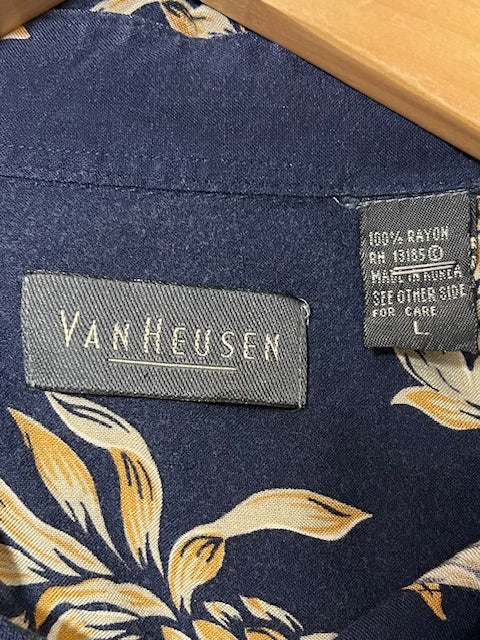 メンズヴィンテージ アロハシャツ 【VANHEUSEN】パイナップル ブルー