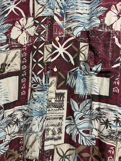 メンズヴィンテージ アロハシャツ 【Tasso Elba ISLAND】パープル