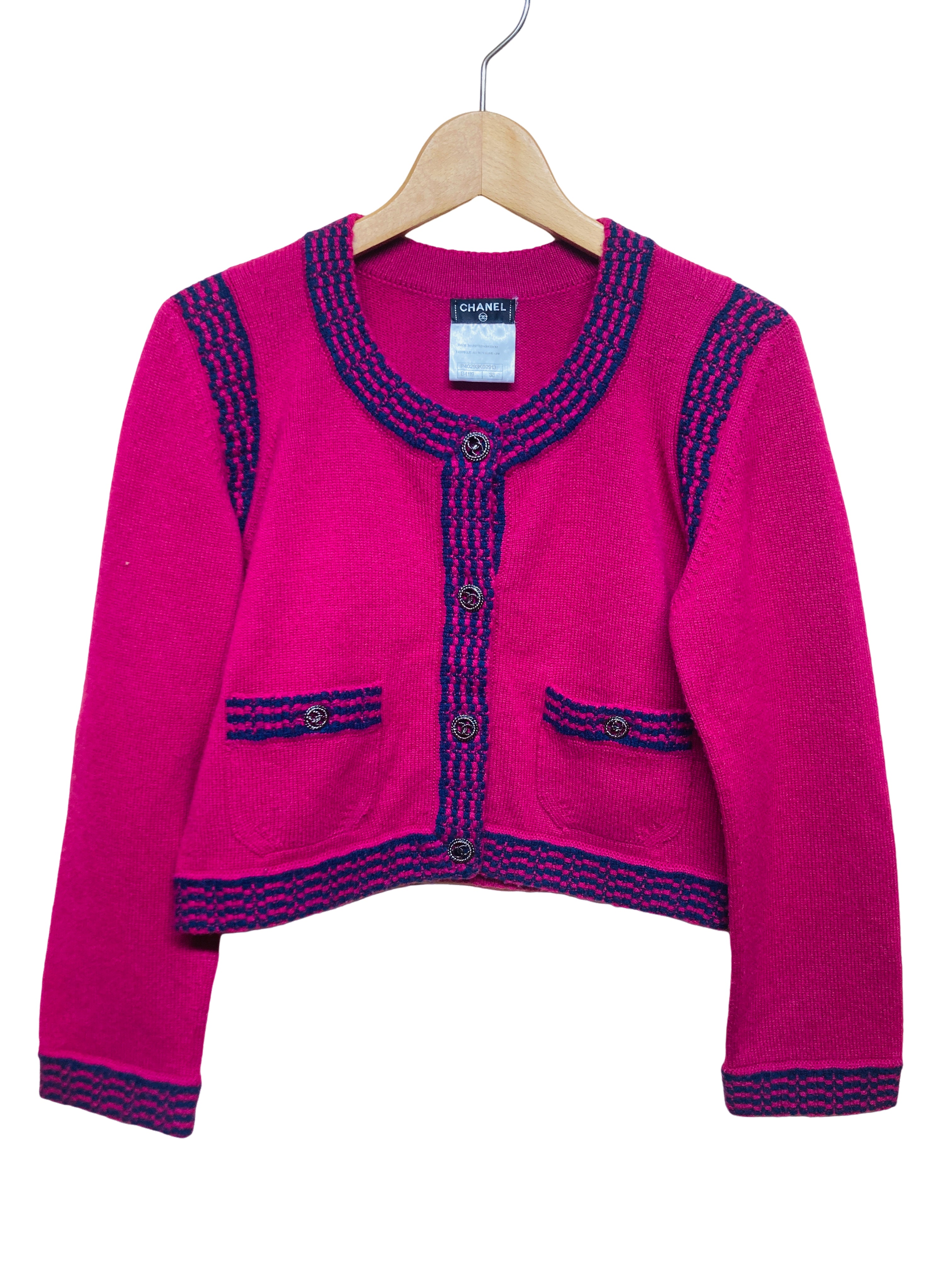 シャネル カシミヤ 100% ニット カーディガン ピンク