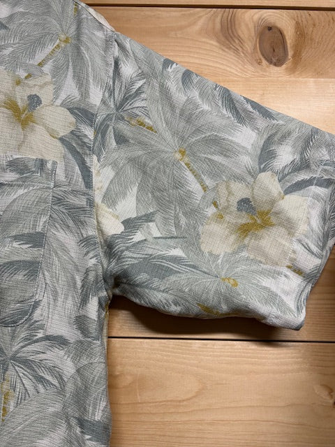 メンズヴィンテージアロハシャツ【Tommy Bahama】ハイビスカス グレー
