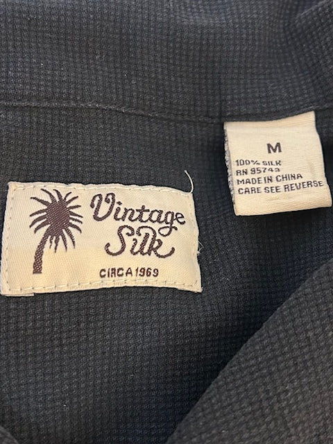 メンズヴィンテージアロハシャツ【Vintage Silk】 無地 ブラック