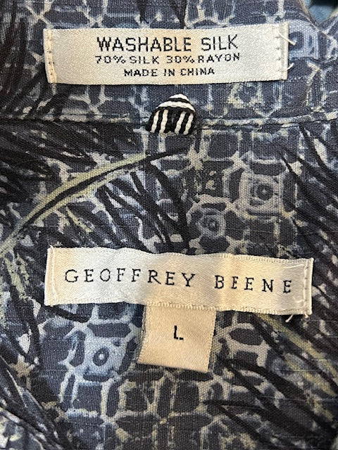 メンズヴィンテージアロハシャツ【GEOFFREY BEENE】 総柄 ネイビー